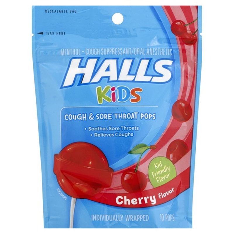 Halls Kids Cherry Menthol Cough & Sore Throat Pops (10 ct) from Jewel