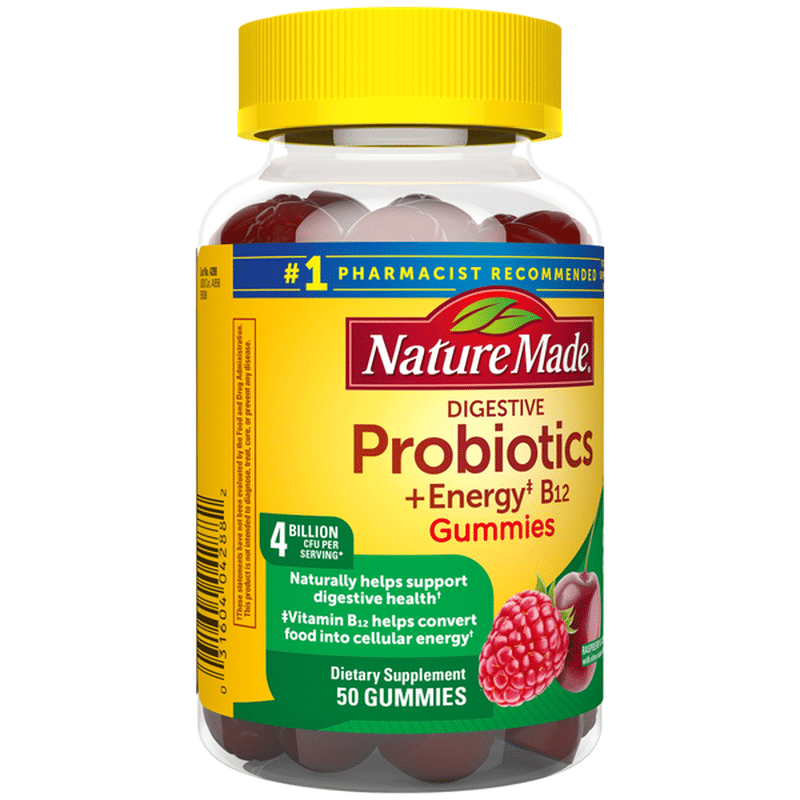 Nature Made Digestive Probiotics And Energy B12 Gummies 4 Billion Cfu Per Serving 50 Ct 