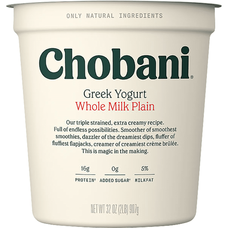 Chobani Yogurt, Greek, Whole Milk, Plain (32 oz) from Schnucks Instacart
