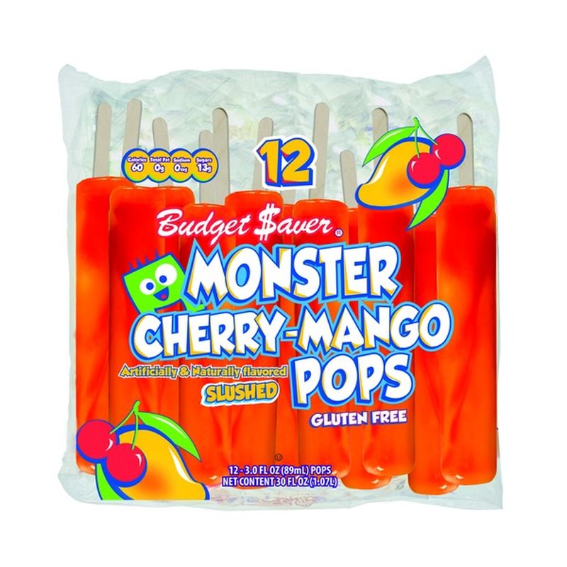 Budget Saver Monster Pops, Slushed, Cherry-Mango (12 ct) - Instacart