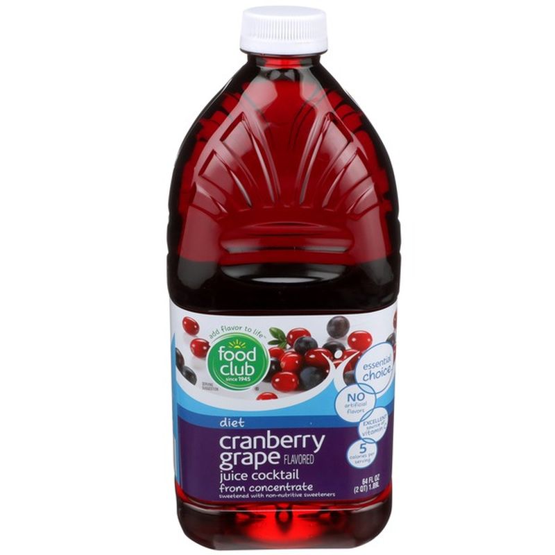 Food Club Diet Cranberry Grape Flavored Juice Cocktail From Concentrate ...