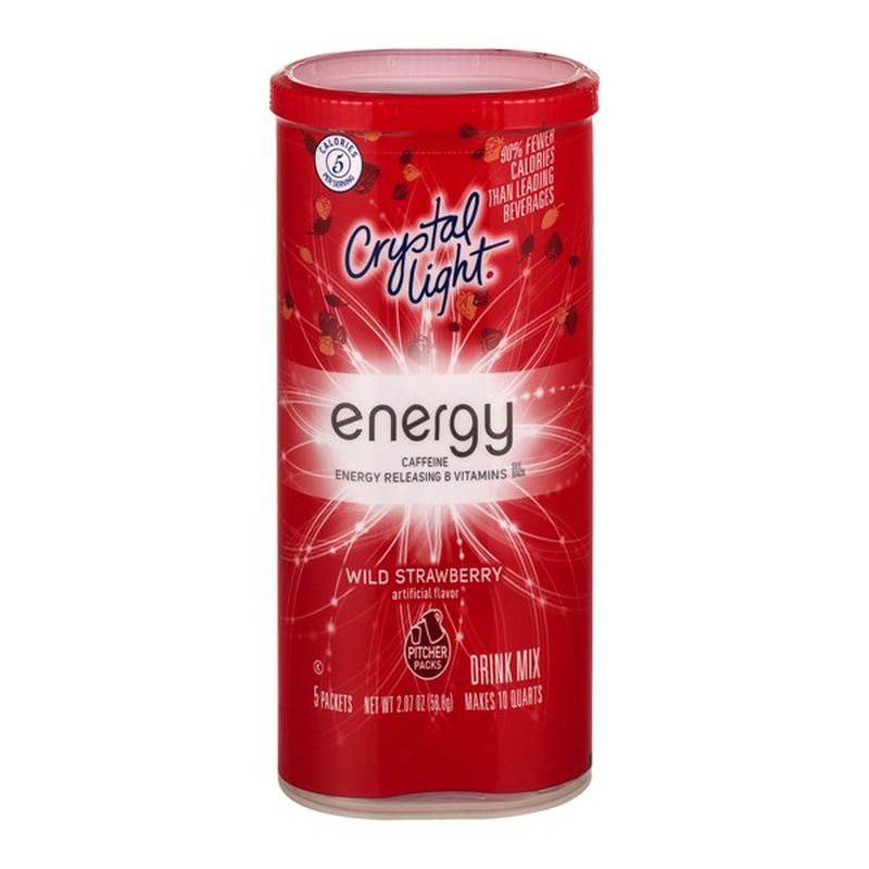 Crystal Light Energy Drink Mix Pitcher Packets Wild Strawberry 5 CT