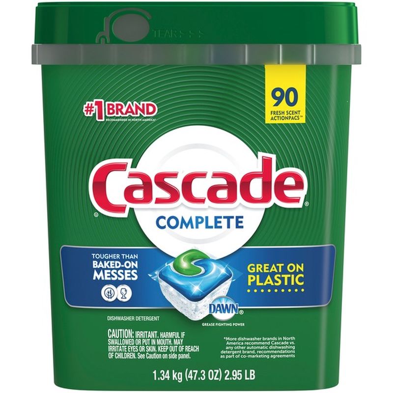 Cascade Complete Dishwasher Detergent ActionPacs, Fresh Scent (2.95 lb ...