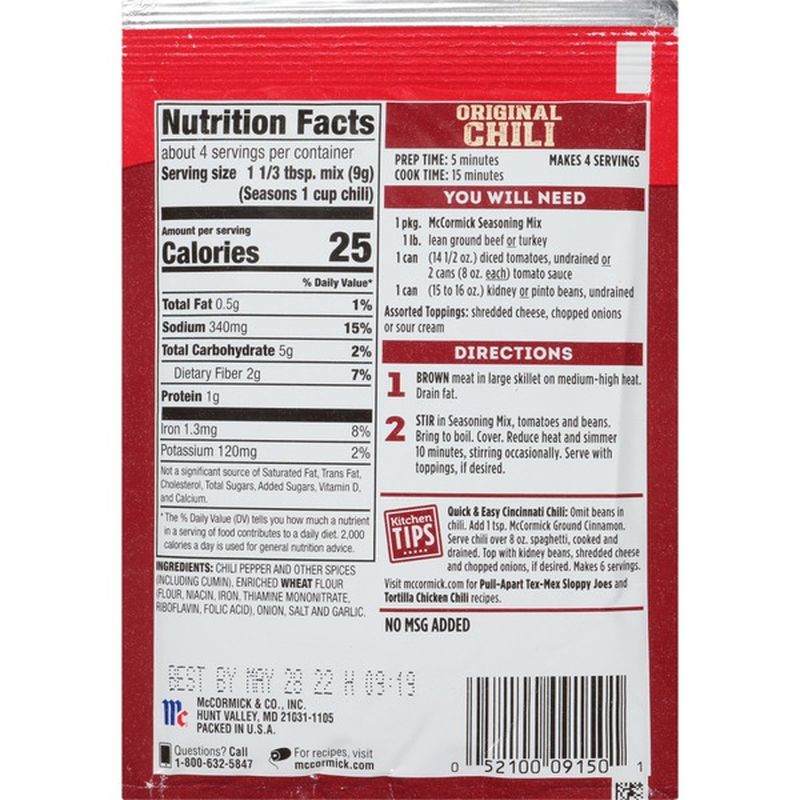 McCormick® Chili Seasoning Mix (1.25 oz) from Ideal Food Basket Instacart