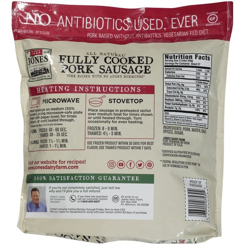 Jones Dairy Farm Fully Cooked Pork Sausage Links (56 oz) - Instacart