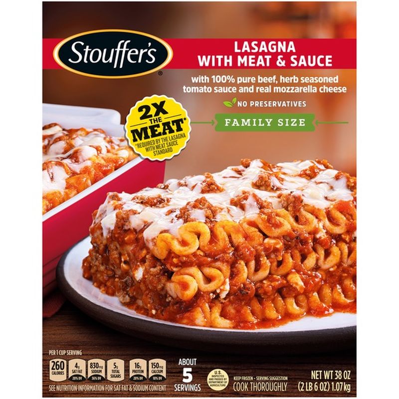 Stouffer's Family Size Lasagna With Meat & Sauce Frozen Meal (38 Oz ...