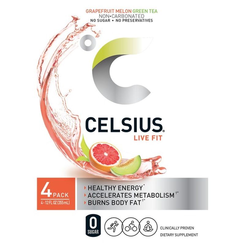 Celsius Green Tea, Grapefruit Melon, NonCarbonated (4 ct) Instacart