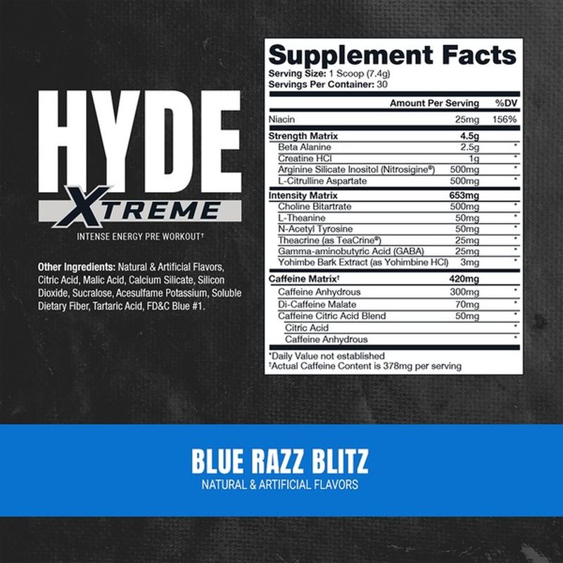 ProSupps Mr. Hyde NitroX PreWorkout Blue Razz Popsicle Blue Razz