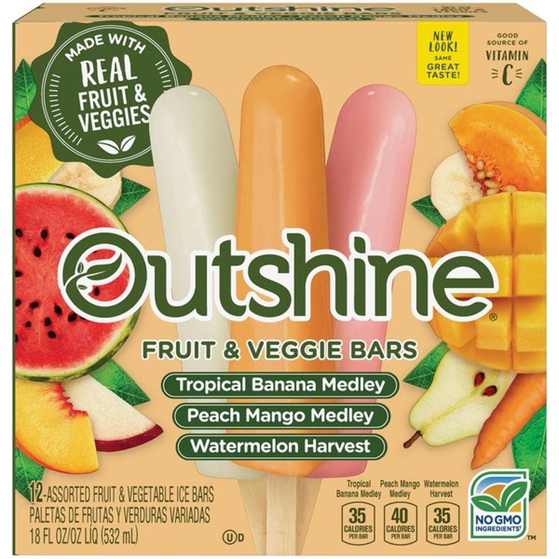 Outshine Tropical Banana, Peach Mango, Watermelon Fruit & Veggie Bars ...