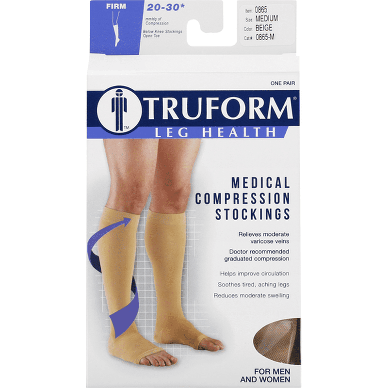 Truform Stockings, Beige, Medical Compression, Medium, For Men & Women ...