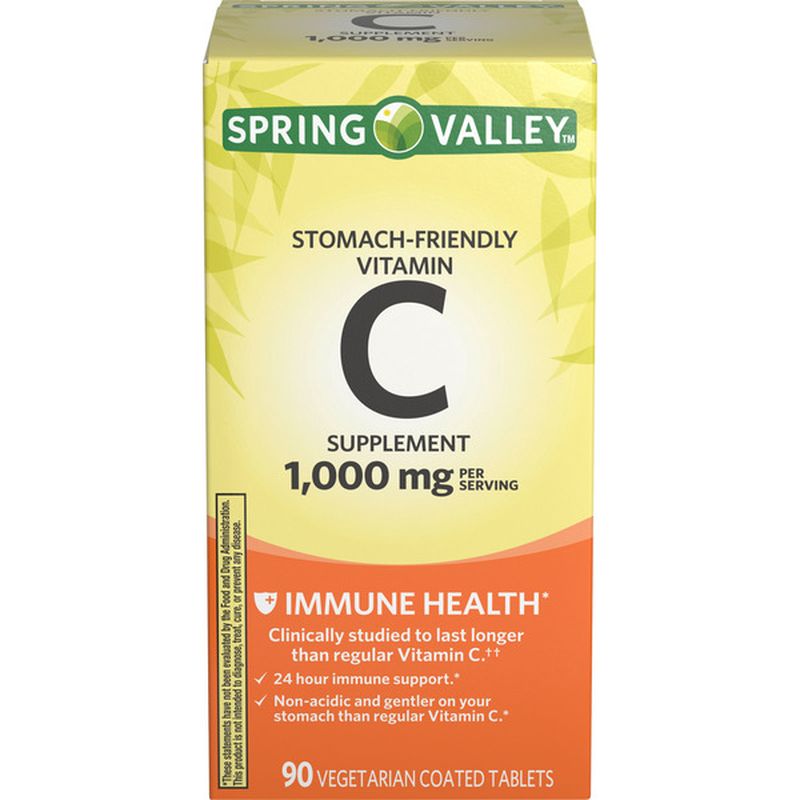 Spring Valley Vineyard Immune Health Stomach Friendly Vitamin C Supplement 1 000 Mg Per Serving Clinically Studied