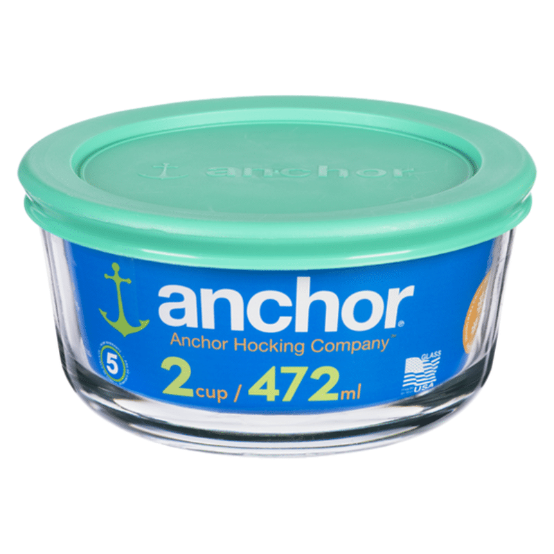 Anchor Hocking 2 Cup Blue Classic Glass Food Storage Containers With Lids