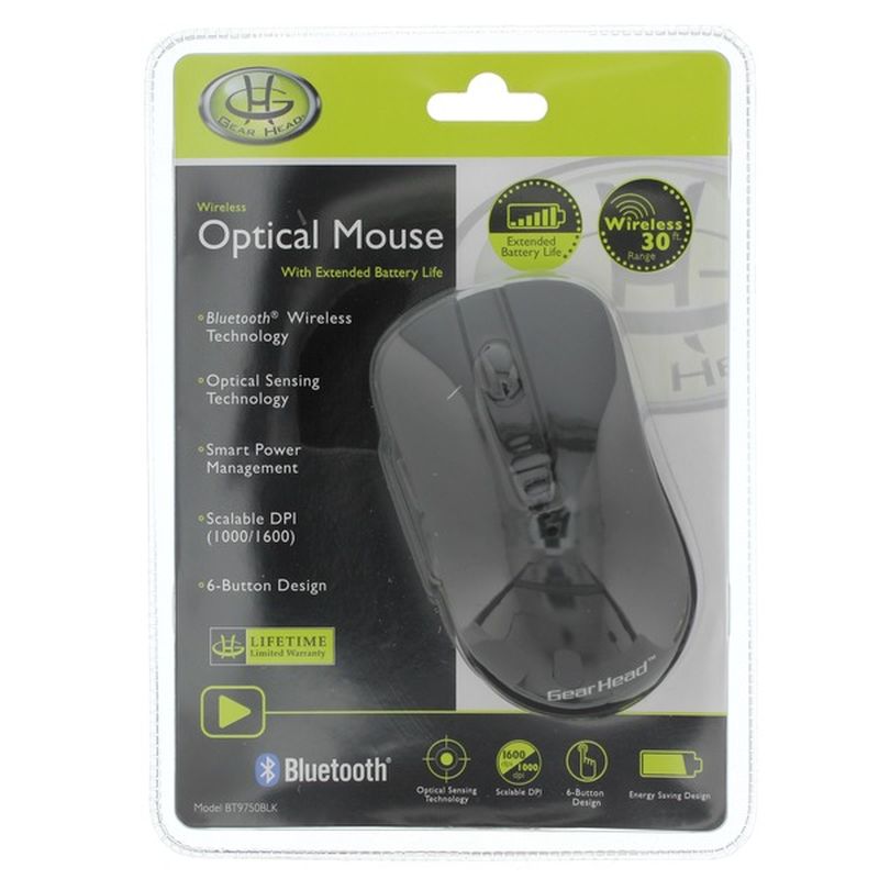 Gear Head Black Dual Wireless Optical Smart Bluetooth Mouse
