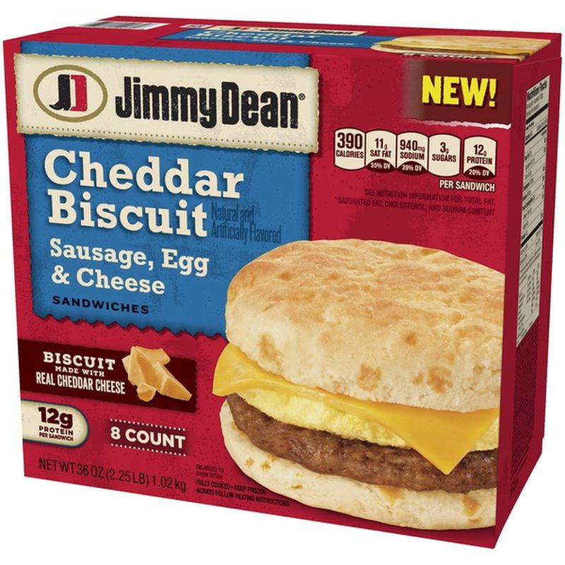 Jimmy Dean Sandwiches, Cheddar Biscuit, Sausage, Egg & Cheese (8 each ...