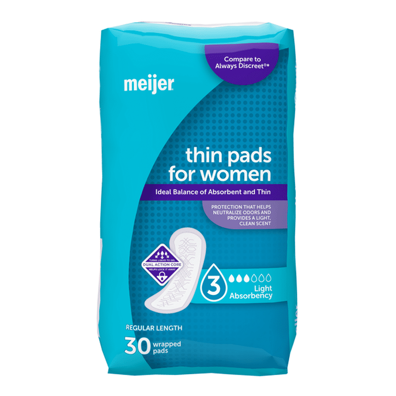 Meijer Incontinence Bladder Control Pads, Regular Length, Light