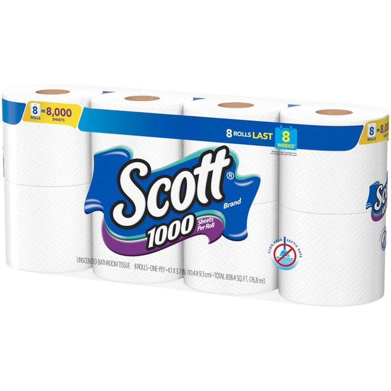 Scott 1000 Toilet Paper Bath Tissue (8 each) - Instacart