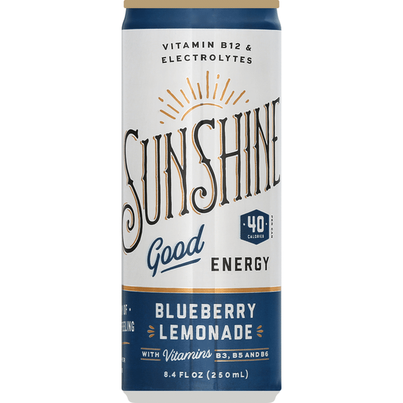 Sunshine Energy Drink, Blueberry Lemonade (8.4 oz) Instacart