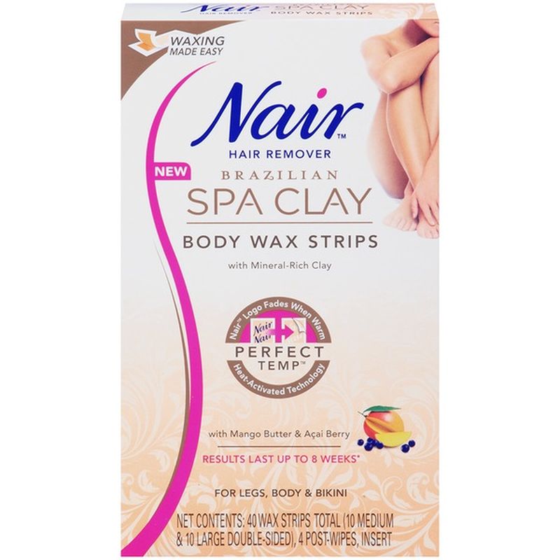 Nair Brazilian Spa Clay Body Wax Strips (40 ct) - Instacart