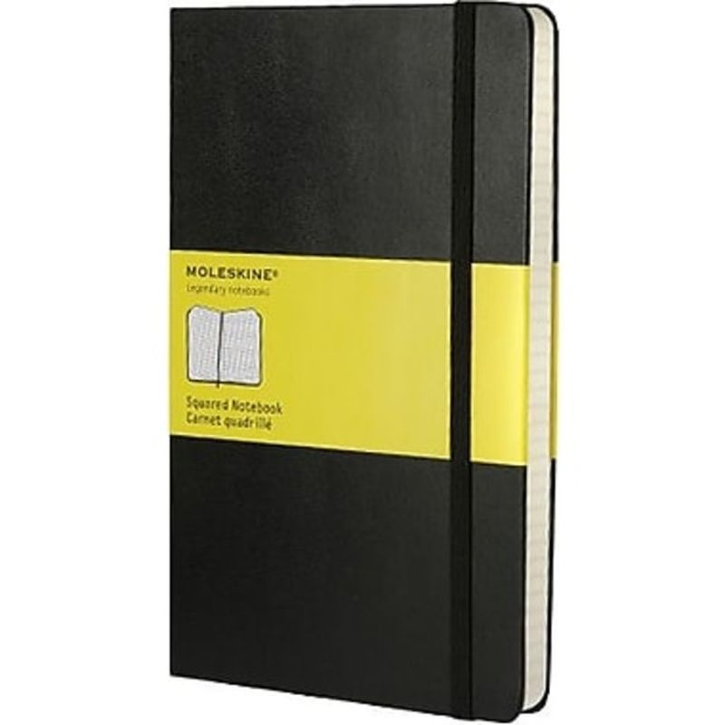 Moleskine 5" x 8 1/4" Black Large Grid Notebook