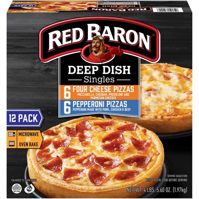 Red Baron Deep Dish Singles Four Cheese & Pepperoni Pizzas Variety Pack ...