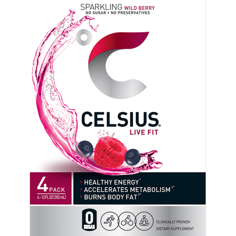 Celsius Fitness Drink, Sparkling Wild Berry, 4 Pack (4 each) Instacart