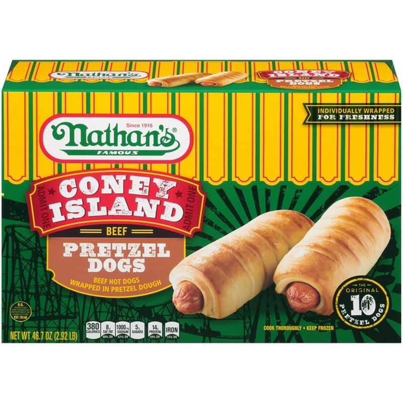 Nathan's Coney Island Beef Pretzel Dogs Hot Dogs (46.7 oz) Instacart