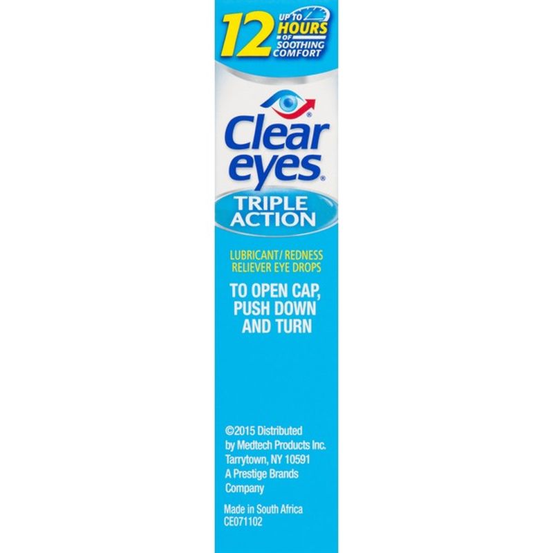 Clear Eyes Triple Action Lubricant/Redness Reliever Eye Drops (0.5 fl ...