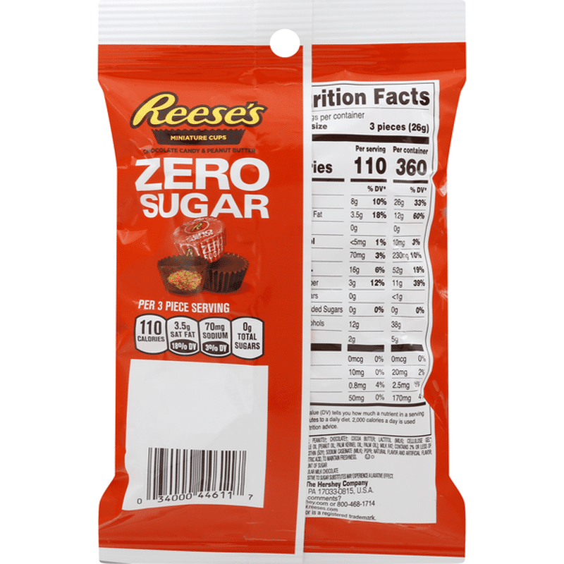 Reese's Chocolate Candy & Peanut Butter, Zero Sugar, Miniature Cups (3 ...