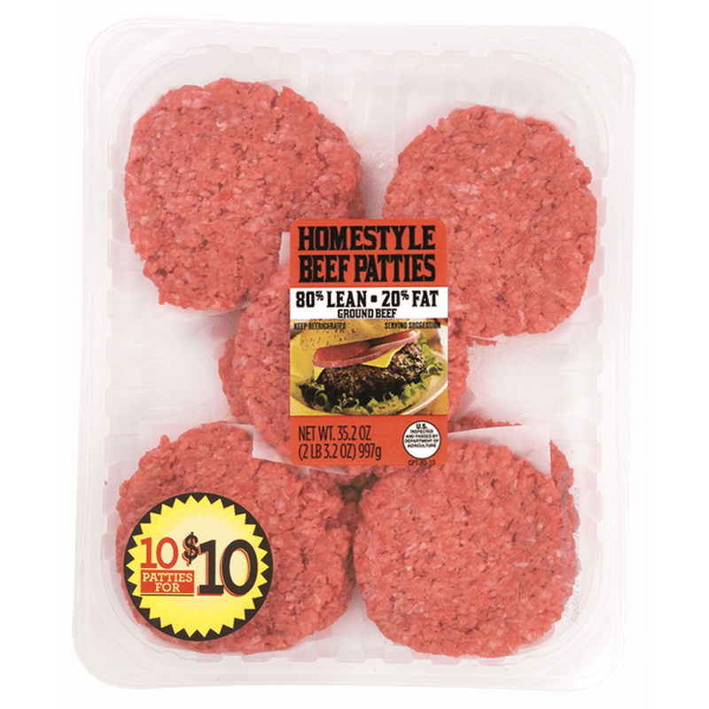 Kroger Homestyle 80 Lean 20 Fat Ground Beef Patties (10 ct) Instacart