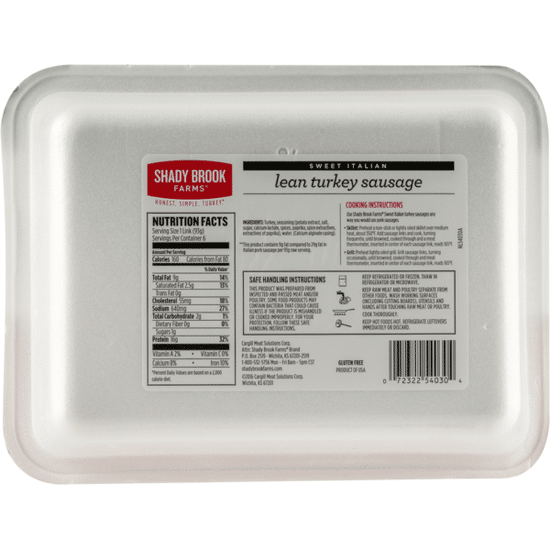 Shady Brook Farms Lean Turkey Sausage Sweet Italian (20 oz) from