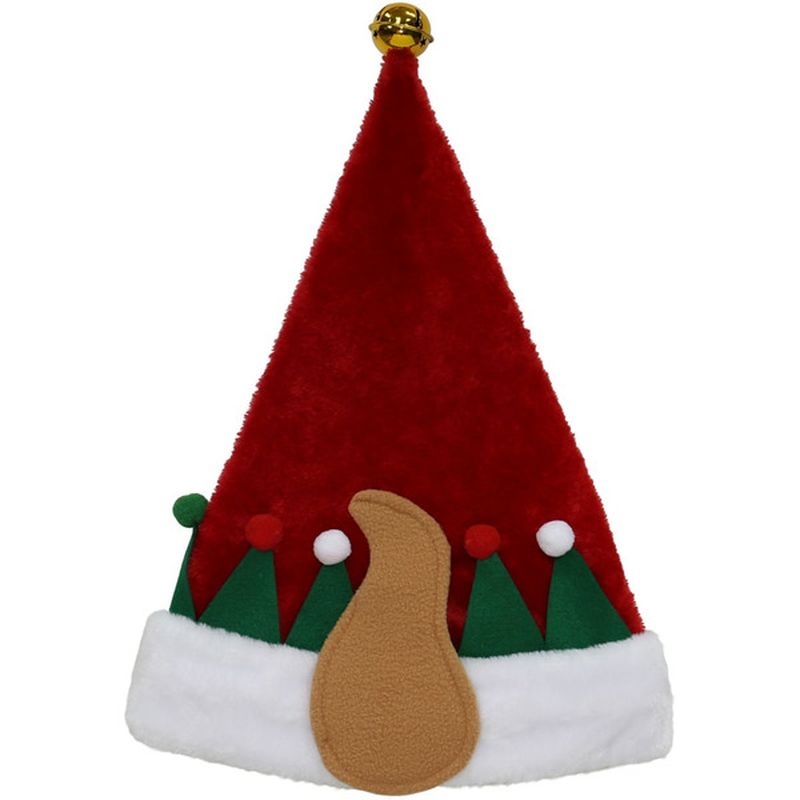 Holiday Home 17" Red, White & Green Elf Hat With Ears