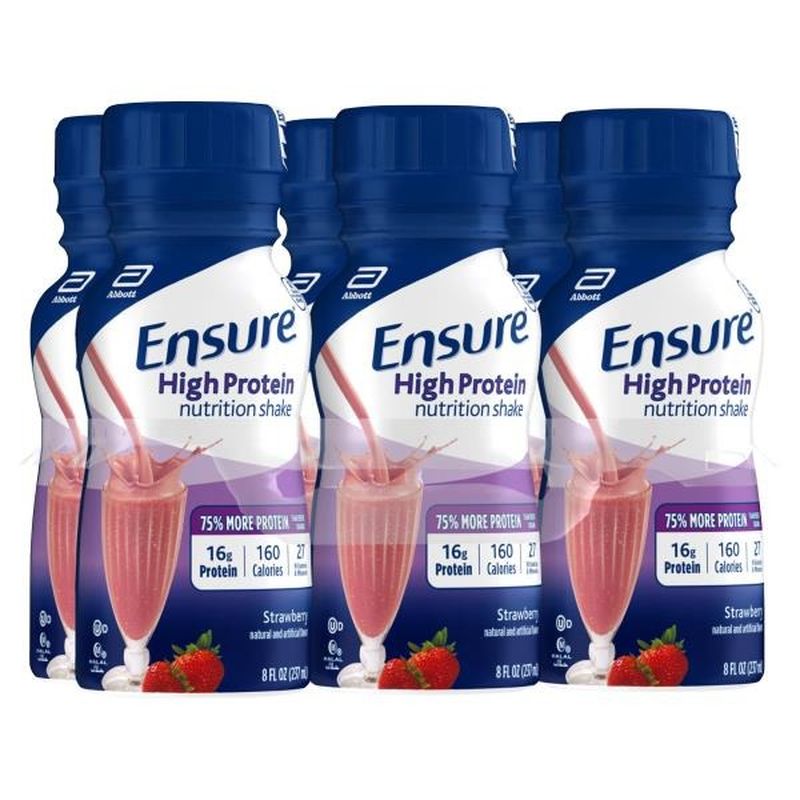 Ensure High Protein Nutrition Shake Strawberry Ready-to-Drink Bottles