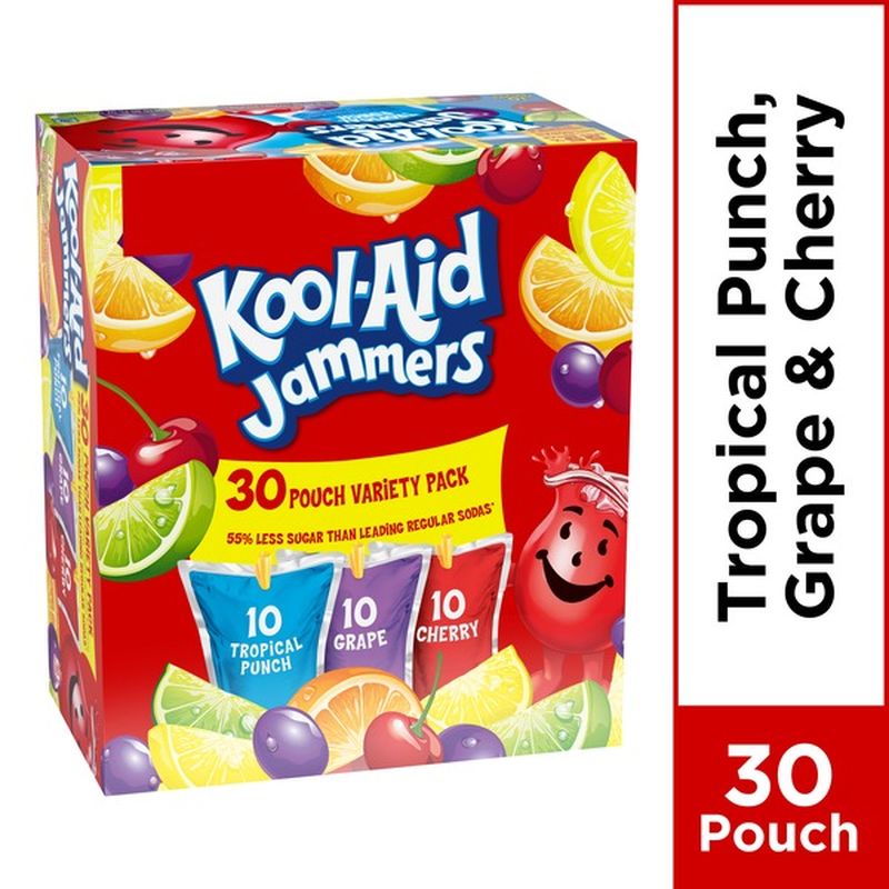 KoolAid Jammers Flavored Drink Variety Pack Tropical Punch, Grape