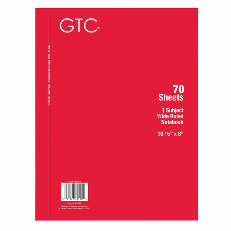 GTC Red 1 Subject Wide Ruled Notebook