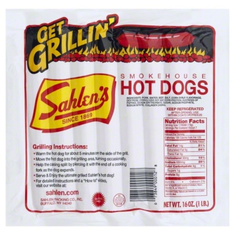 Sahlens Hot Dogs, Smokehouse, Original Pork & Beef (16 oz) from Wegmans
