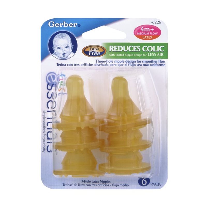 gerber first essentials latex nipples slow flow