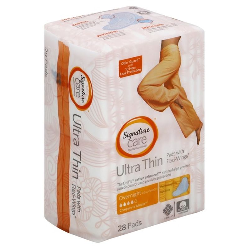 Signature Care Ultra Thin Pads With Flexi Wing Overnight (28 ct) from