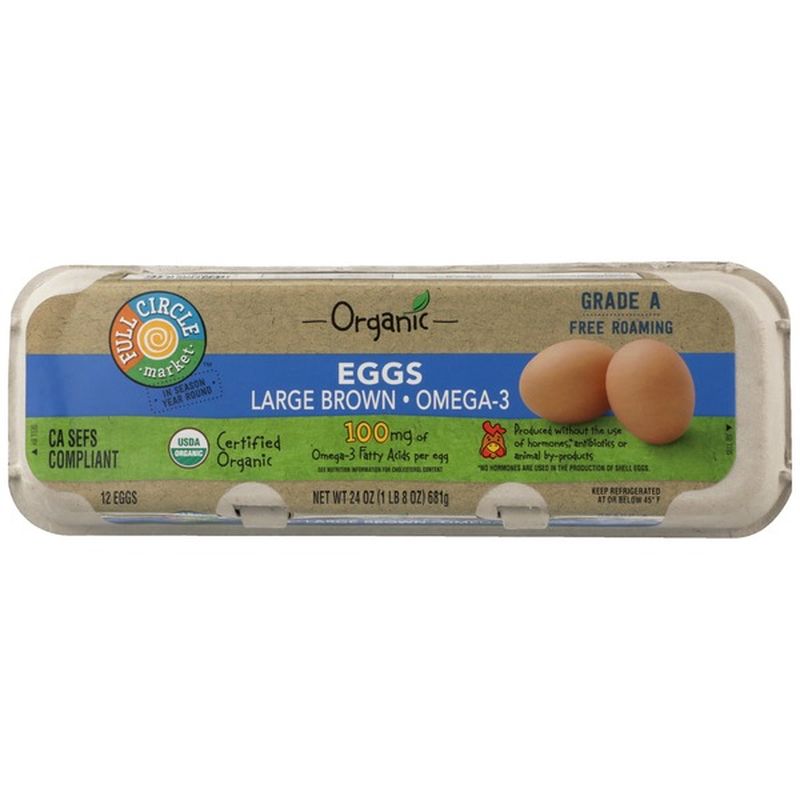 Full Circle Market Organic Grade A Free Roaming Omega3 Large Brown