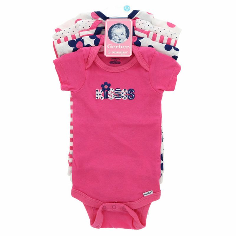 Gerber Girls' 3-6 Month Variety Short-Sleeve Bodysuits