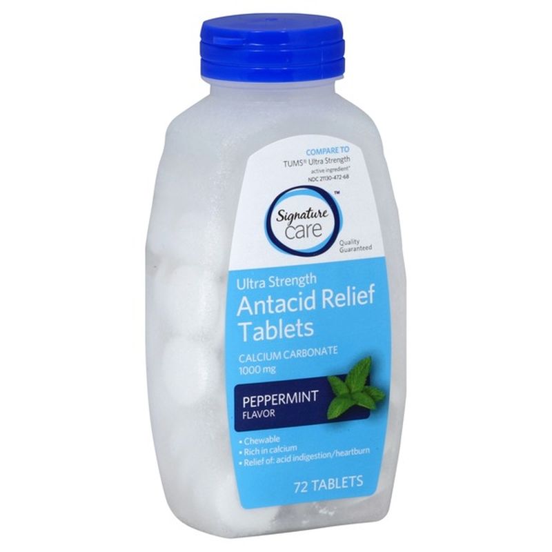 Equaline Ultra Strength Antacid Calcium Carbonate 1000mg Chewable Tablets, Peppermint