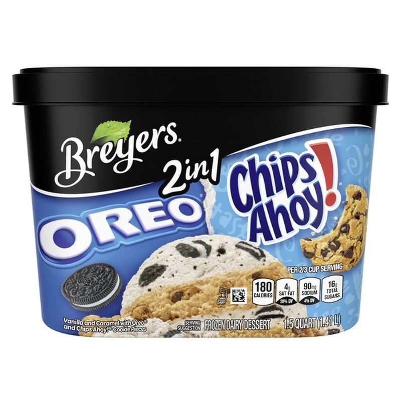 Breyer S Frozen Dairy Dessert 2in1 Oreo Chips Ahoy 1 5 Qt Instacart