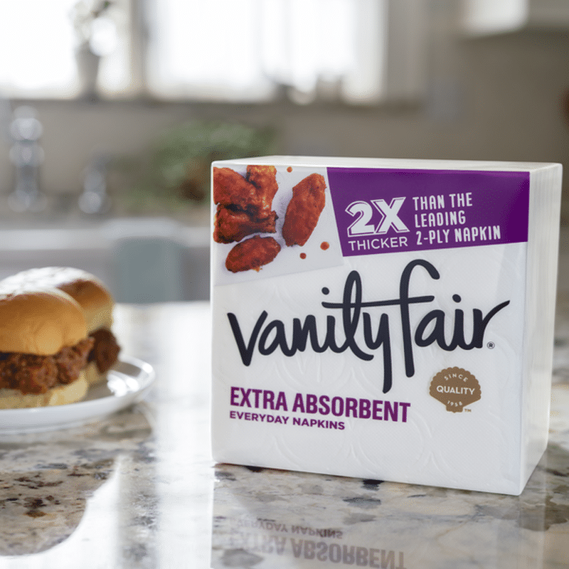 Vanity Fair Extra Absorbent Napkins, 80 2Ply Paper Napkins (80 Napkins
