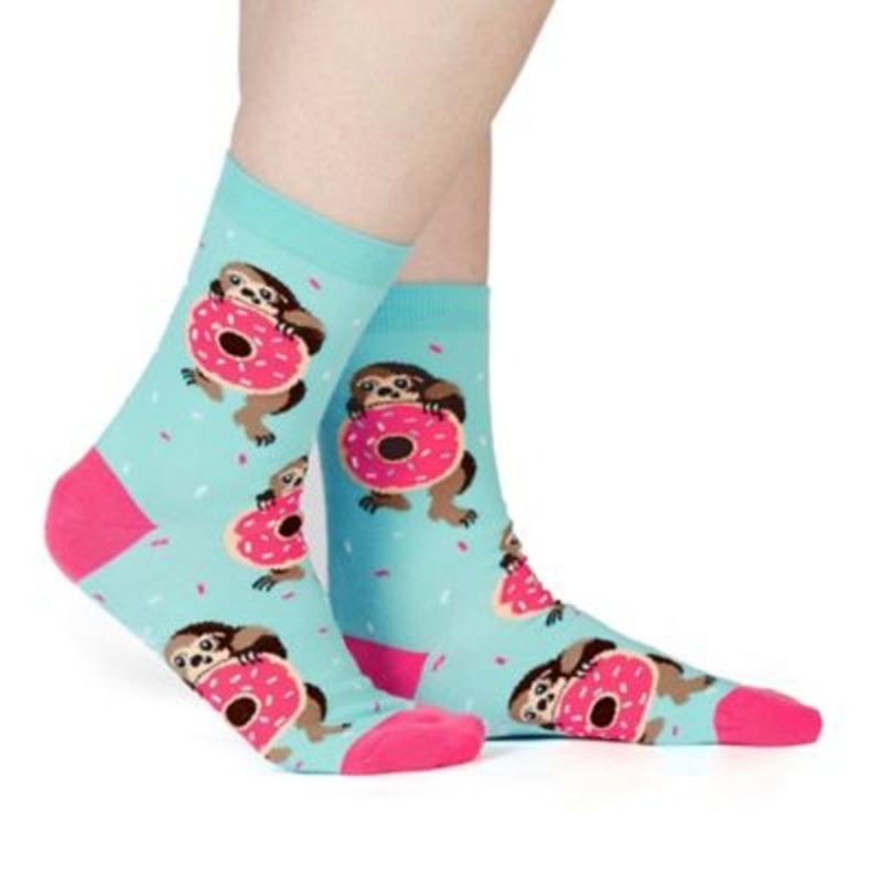 Sock It To Me Ladies Snackin' Sloth Crew Socks