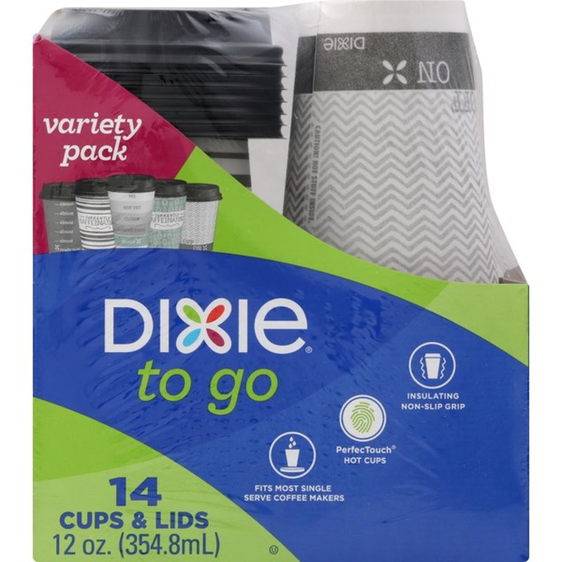 Dixie Cups & Lids, To Go, 12 Ounces, Variety Pack (14 ct) Instacart