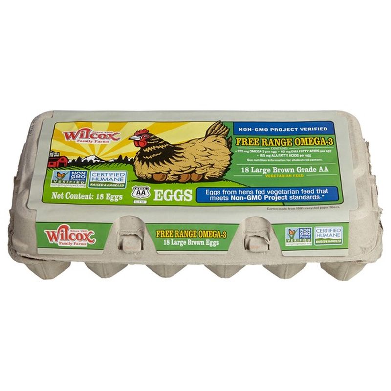 Wilcox Family Farms Large Brown Free Range Omega 3 USDA Grade AA Eggs