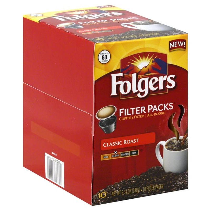 Folgers Coffee & Filter, Medium, Classic Roast, Filter Packs (10 each ...