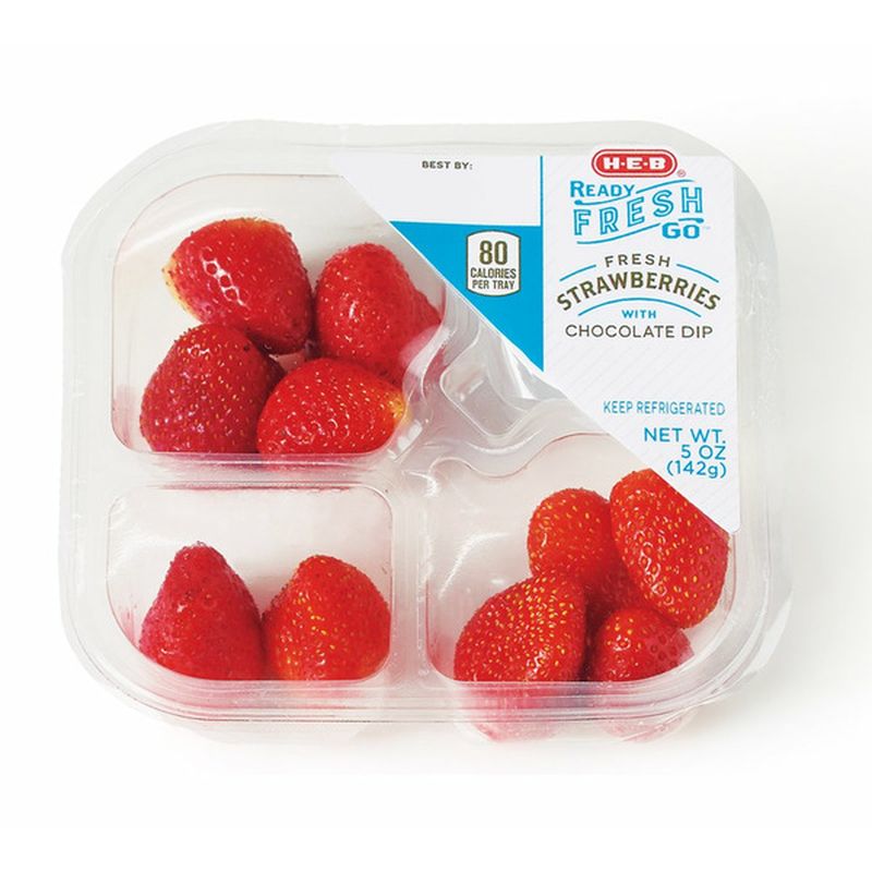H-E-B Ready, Fresh, Go! Strawberries With Chocolate Dip Snack Tray