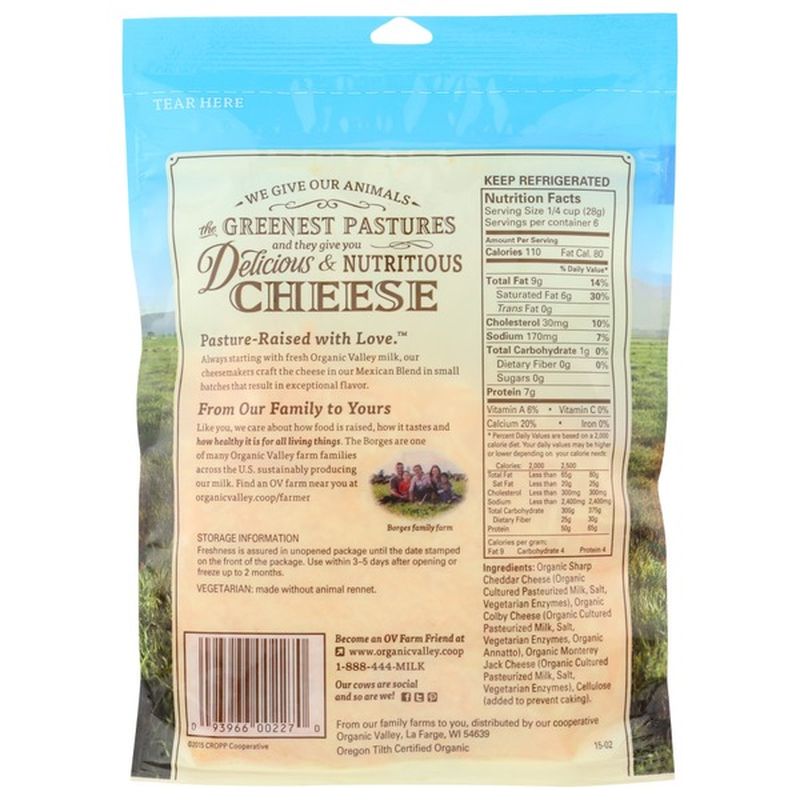 Organic Valley 3 Cheese Organic Finely Shredded Mexican Cheese Blend