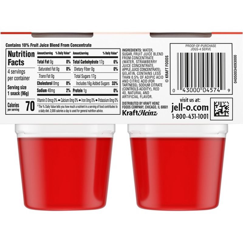 JellO Original Strawberry ReadytoEat Gelatin Snacks (3.375 oz