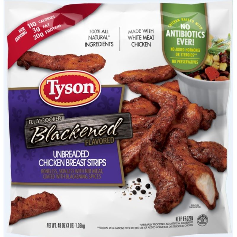 Tyson Grilled & Ready® Blackened Flavor Unbreaded Chicken Strips, 48 oz